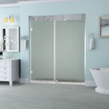 Belmore 72" High x 66" Wide Hinged Frameless Shower Door with 32" Door Width and Frosted Glass