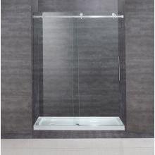 60" x 77.5" Completely Frameless Shower Door with 3/8" Glass and Left Drain Shower Base