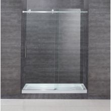 60" x 77.5" Completely Frameless Shower Door with 3/8" Glass and Right Drain Shower Base