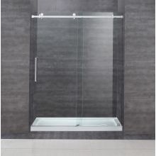 60" x 77.5" Completely Frameless Shower Door with 3/8" Glass and Right Drain Shower Base