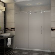 Langham 72" Wide x 77-1/2" High Frameless Sliding Shower Door with Frosted Glass and Right Hand Drain