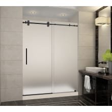 Langham 60" x 77-1/2" Frameless Sliding Shower Door with Frosted Glass and Left Hand Drain
