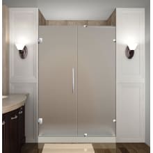 Nautis 49" Wide x 72" High Frameless Hinged Shower Door with Frosted Glass