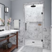 Kinkade 72" High x 28" Wide Hinged Frameless Shower Door with 28" Door Width and Clear Glass