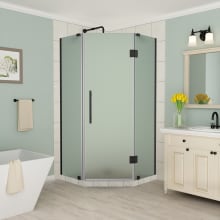 Merrick 72" High x 42" Wide x 42" Deep Hinged Frameless Shower Enclosure with 28" Door Width and Frosted Glass