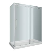 60" x 35" Frameless Sliding Shower Door Enclosure with 3/8" Glass and Base with Right Drain