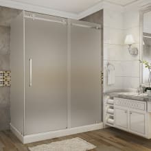 Moselle 60" Wide x 77-1/2" High Frameless Sliding Shower Enclosure with Frosted Glass and Right Hand Drain