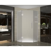 Neoscape GS Wide 36" x Deep 36" x 72" High Frameless Hinged Shower Enclosure with Frosted Glass and Glass Shelves