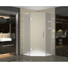 Neoscape GS Wide 34" x Deep 34" x 72" High Frameless Hinged Shower Enclosure with Frosted Glass and Glass Shelves