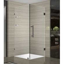 Aquadica GS 36" Wide x 36" Deep x 72" High Frameless Hinged Shower Enclosure with Clear Glass and Glass Shelves