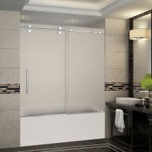 Langham 56-60" Wide x 60" High Frameless Sliding Shower Door with Frosted Glass