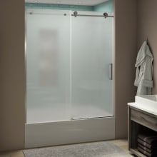 Coraline XL 70" High x 60" Wide Sliding Frameless Tub Door with Frosted Glass