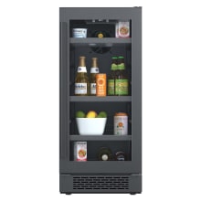 15 Inch Wide 86 Can Beverage Center with LED Lighting Door Lock and Left Hinge