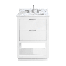 Allie 25" Free Standing Single Basin Vanity Set with Wood Cabinet and Marble Vanity Top