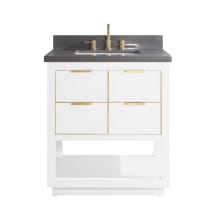 Allie 31" Free Standing Single Basin Vanity Set with Wood Cabinet and Quartz Vanity Top