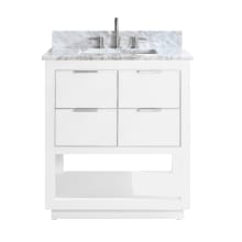 Allie 31" Free Standing Single Basin Vanity Set with Wood Cabinet and Marble Vanity Top