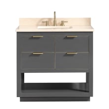 Allie 37" Free Standing Single Basin Vanity Set with Wood Cabinet and Marble Vanity Top