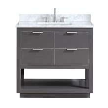 Allie 37" Free Standing Single Vanity Set with Wood Cabinet, Marble Vanity Top and Vitreous China Undermount Sink