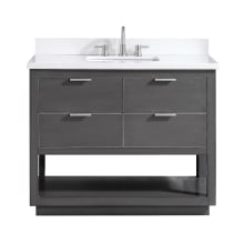 Allie 43" Free Standing Single Basin Vanity Set with Wood Cabinet and Marble Vanity Top