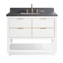 Allie 43" Free Standing Single Basin Vanity Set with Wood Cabinet and Quartz Vanity Top