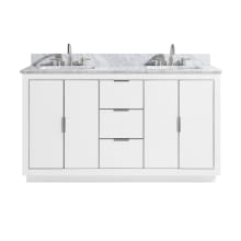 Austen 61" Free Standing Double Basin Vanity Set with Wood Cabinet and Marble Vanity Top