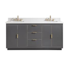 Austen 73" Free Standing Double Basin Vanity Set with Wood Cabinet and Marble Vanity Top