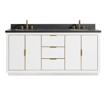Austen 73" Free Standing Double Basin Vanity Set with Wood Cabinet and Quartz Vanity Top