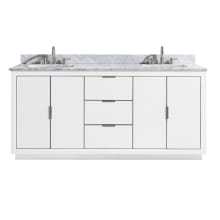 Austen 73" Free Standing Double Basin Vanity Set with Wood Cabinet and Marble Vanity Top