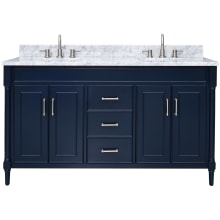 Bristol 60" Free Standing Double Basin Vanity Set with Cabinet and Marble Vanity Top