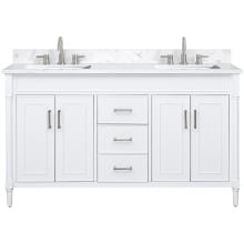 Bristol 61" Free Standing Double Basin Vanity Set with Cabinet and Engineered Stone Vanity Top
