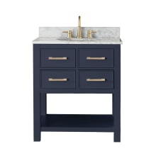 Brooks 30" Free Standing Single Basin Vanity Set with Wood Cabinet and Marble Vanity Top