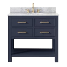 Brooks 36" Free Standing Single Basin Vanity Set with Wood Cabinet and Marble Vanity Top