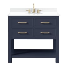 Brooks 37" Free Standing Single Basin Vanity Set with Cabinet and Engineered Stone Vanity Top