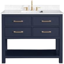 Brooks 43" Free Standing Single Basin Vanity Set with Cabinet and Engineered Stone Vanity Top