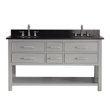Brooks 60” Free Standing Double Basin Vanity Set with Wood Cabinet and Vanity Top