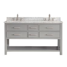 Brooks 60” Free Standing Double Basin Vanity Set with Wood Cabinet and Vanity Top