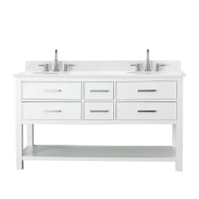 Brooks 61" Free Standing Double Basin Vanity Set with Cabinet and Engineered Stone Vanity Top