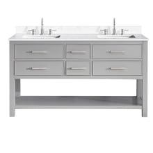 Brooks 61" Free Standing Double Basin Vanity Set with Cabinet and Engineered Stone Vanity Top