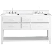 Brooks 61" Free Standing Double Basin Vanity Set with Cabinet and Engineered Stone Vanity Top