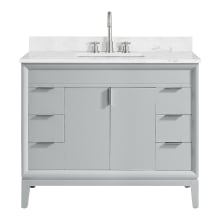 Emma 43" Free Standing Single Basin Vanity Set with Cabinet, and Engineered Stone Vanity Top