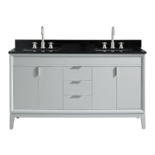 Emma 61" Free Standing Double Basin Vanity Set with Wood Cabinet and Granite Vanity Top