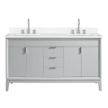 Emma 61" Free Standing Double Basin Vanity Set with Cabinet and Engineered Stone Vanity Top