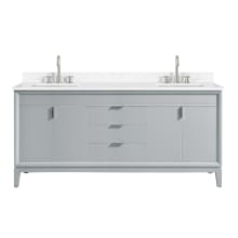 Emma 73" Free Standing Double Basin Vanity Set with Cabinet and Engineered Stone Vanity Top
