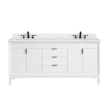 Emma 73" Free Standing Double Basin Vanity Set with Cabinet and Engineered Stone Vanity Top