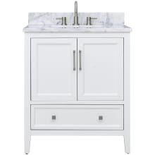 Everette 30" Free Standing Single Basin Vanity Set with Cabinet and Marble Vanity Top