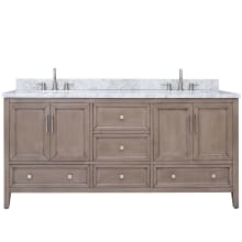 Everette 72" Free Standing Double Basin Vanity Set with Cabinet and Marble Vanity Top