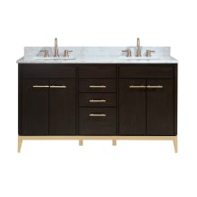 Hepburn 61" Free Standing Double Basin Vanity Set with Wood Cabinet and Granite Vanity Top