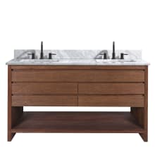 Kai 60" Free Standing Double Basin Vanity Set with Wood Cabinet and Marble Vanity Top