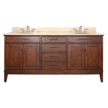 Madison 73" Free Standing Double Basin Vanity Set with Cabinet and Marble Vanity Top