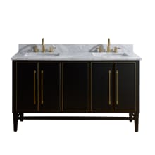 Mason 61" Free Standing Double Basin Vanity Set with Wood Cabinet and Marble Vanity Top